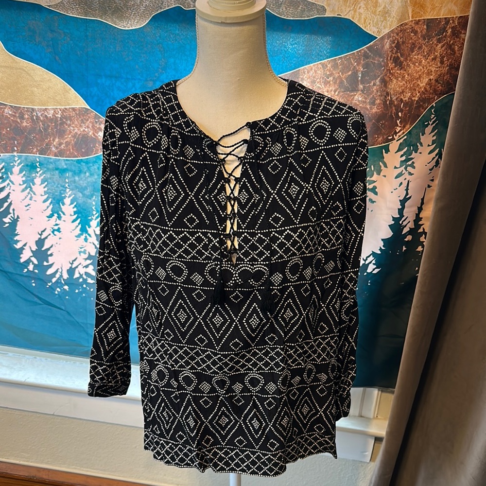 Madewell patterned 3/4 sleeve blouse